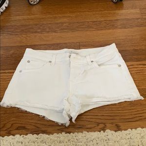 7’s White low rise denim shorts